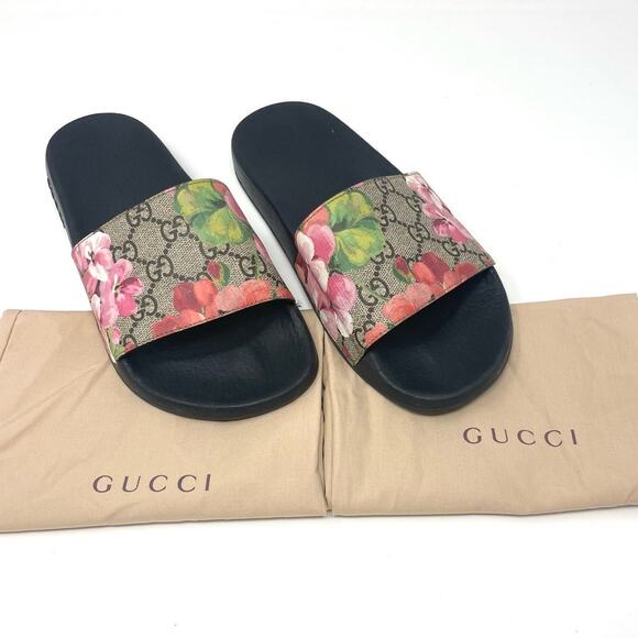 Gucci Shoes - Gucci GG Blooms Supreme Floral Slide Slip On Rubber Sandals Flats EU 37